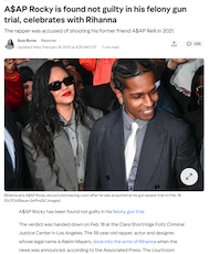 A$AP Rocky is found not guilty in his felony gun trial, celebrates with Rihanna